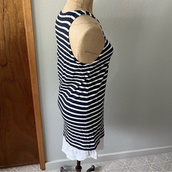 ALC sz XS Blue White Striped Tank Short Dress Cotton Linen - Picture 2 of 8